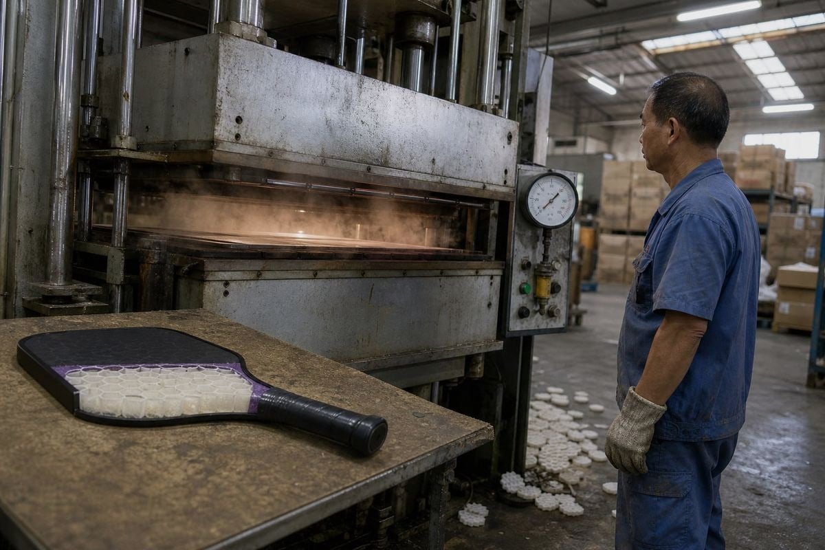 Hot-Pressing Manufacturing Process One-piece hot-pressing process fusing carbon fiber, honeycomb core, and edges together (ID#3)
